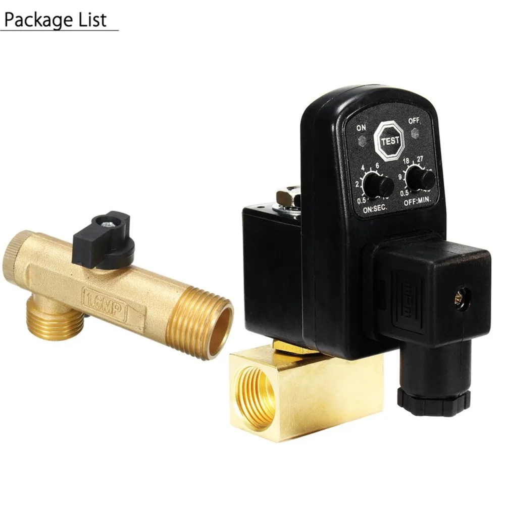 

1pc 110V 1/2" Drainage Valve Electronic Drain Valve Timed Electromagnetic Valve Air Compressor Gas Tank Automatic 2-way AC