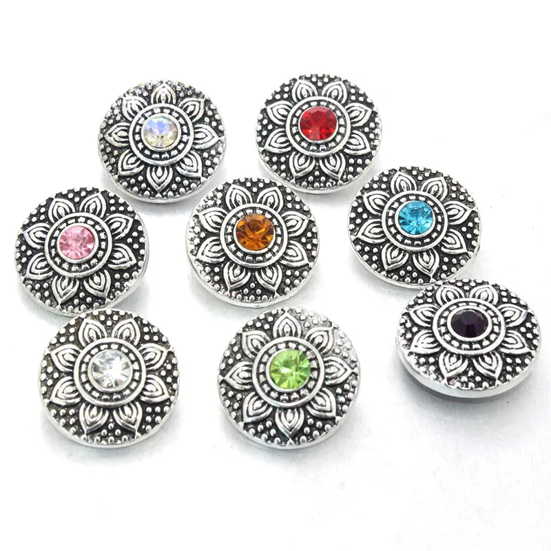 Boom Life 8 colors Retro Crystal women DIY jewelry charm bracelet&ampbangle 18mm Metal snap button with beads men's 010707 | Украшения