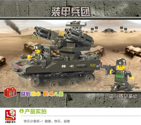 SLUBAN plastic toy gift building block Tor Anti aircraft missile Armored car 1pc