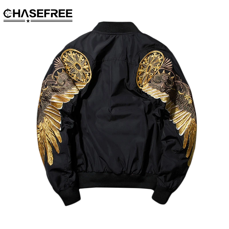 

Autumn Winter Military MA1 Men's Bomber Jacket Embroidered Gold Wings Outwear Male Fashion Casual Flight Flying Jacket Coat