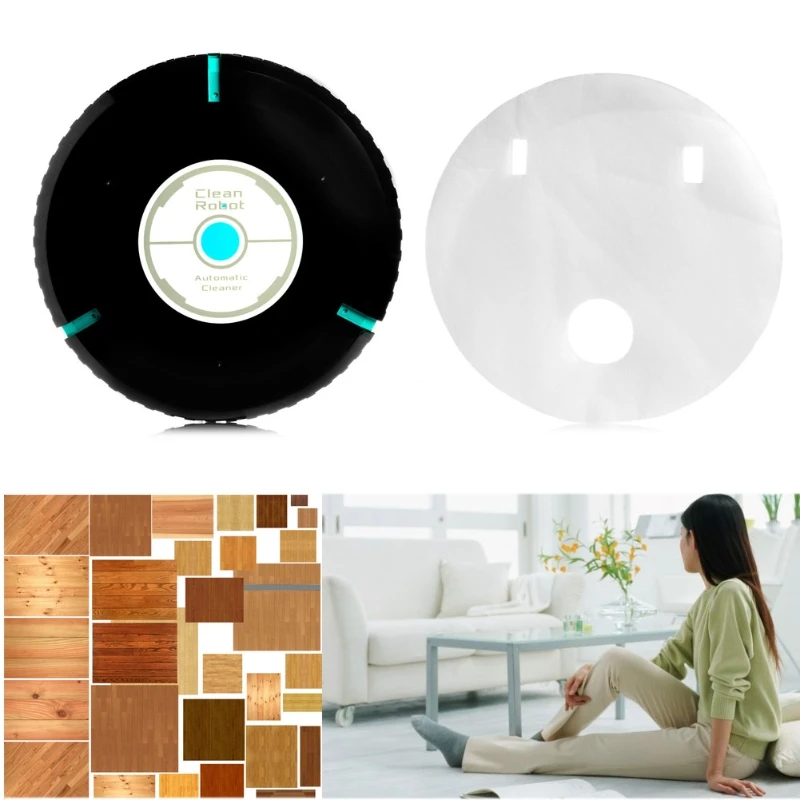 

Black Microfiber Mop Dust Cleaning Household Robotic Smart Auto Robot Cleaner BLACK Drop ship