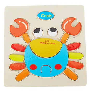 

3D Wooden Puzzle Jigsaw Toys For Children Wood 3d Cartoon Animal Puzzles Intelligence Kids Early Educational Toys for children