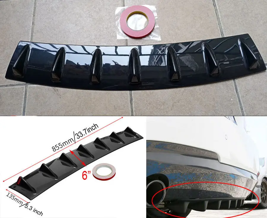 Universal Car Rear Bumper Chassis Shark Fin Spoiler Wing Lip Diffuser(M