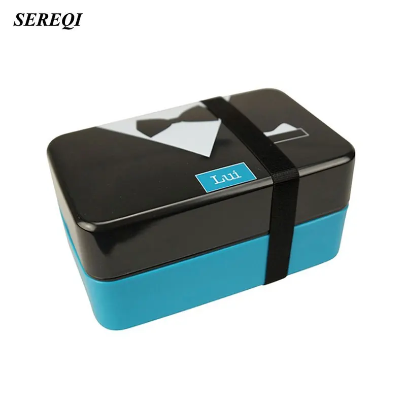 

SEREQI 2 Tier Portable Kawaii Bento Container Lunch Stotage Box Kitchen Supplies