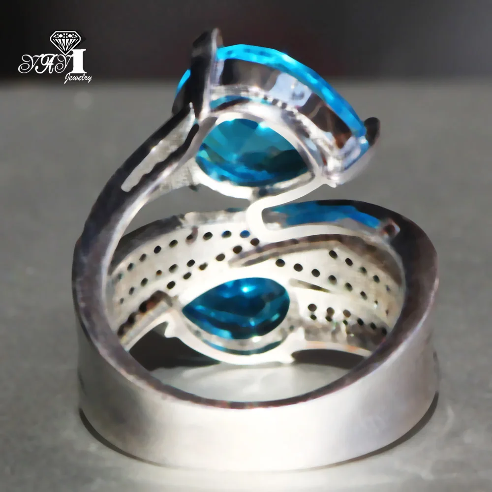 Silver Rings Silver Ring Wedding Rings YaYI Jewelry Fashion Princess Cut 5.8 CT Natural Zircon Silver Color Engagement Wedding Party Rings Size 6-12