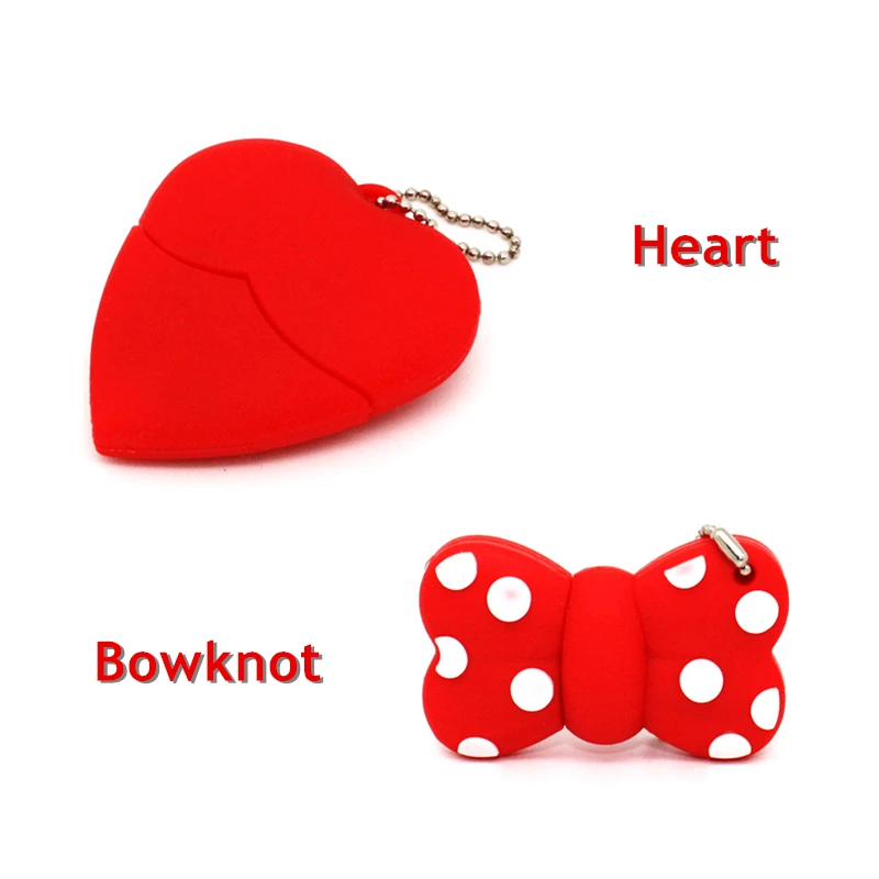 

Cartoon rosette Red Heart U Disk Pen Drive Wedding Gift 4G 8G 16G 32G 64G USB Flash Drive Memory Stick Pendrive Mini bowknot