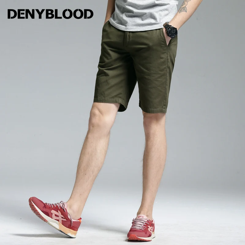 Denyblood Jeans 2017 Summer Mens 100 Cotton Chinos Shorts Army Green