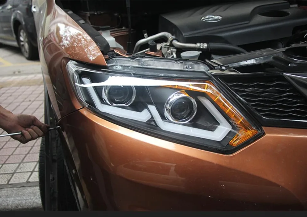 2 шт. светодиодный фары для Nissan X Trail 2017 Автомобильный свет двойной ксеноновые