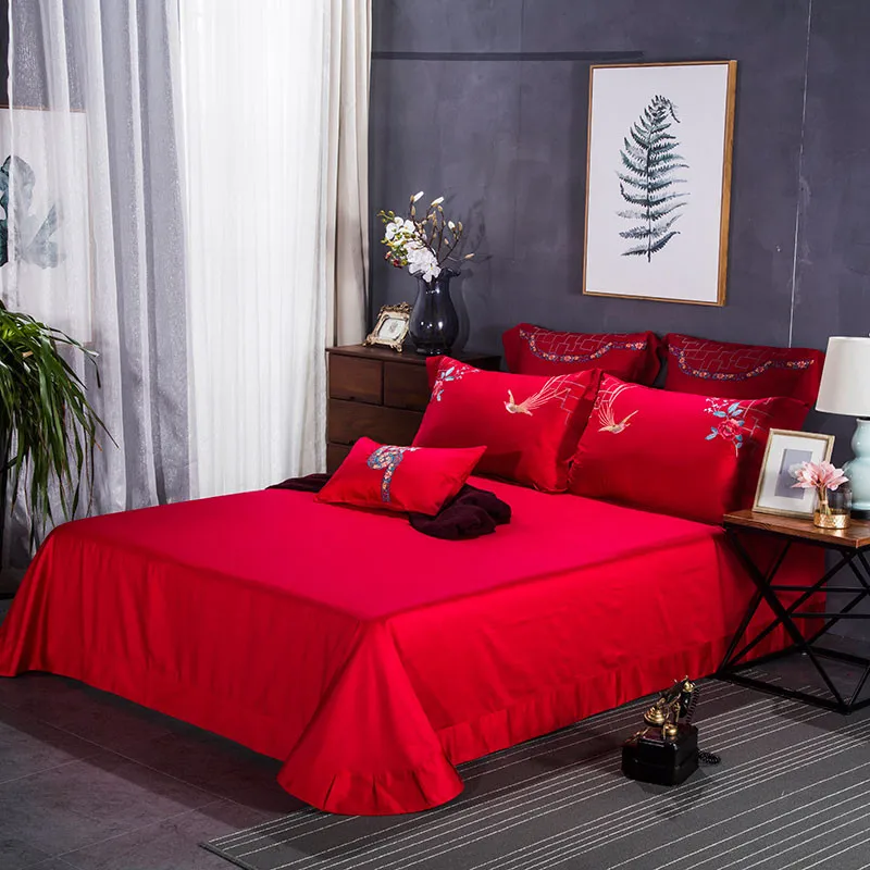 Waliicorners 60S Egypt Cotton Luxury 4/7pcs Bedding set Queen/King Size Embroidery style Bed set Duvet cover Bed linen Pillowcases 57 _45A3972
