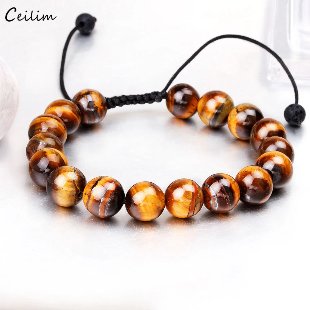 

Minimalist 10mm Tiger Eye Beads Buddha Bracelet Women Adjustable Natural Stone Braided Strand Bracelet Handmade Yoga Jewelry