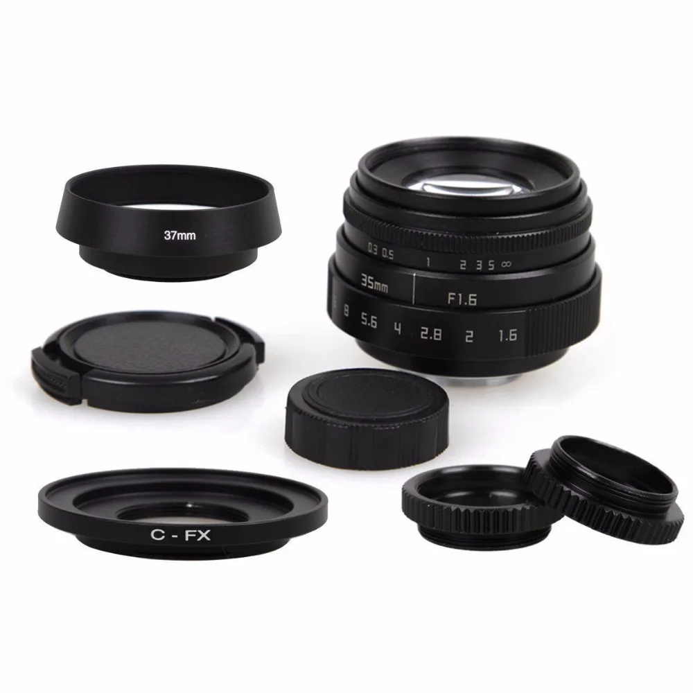 35mm F1.6 CCTV Lens C Mount Camera Lens +Lens Hood kit For Fuji