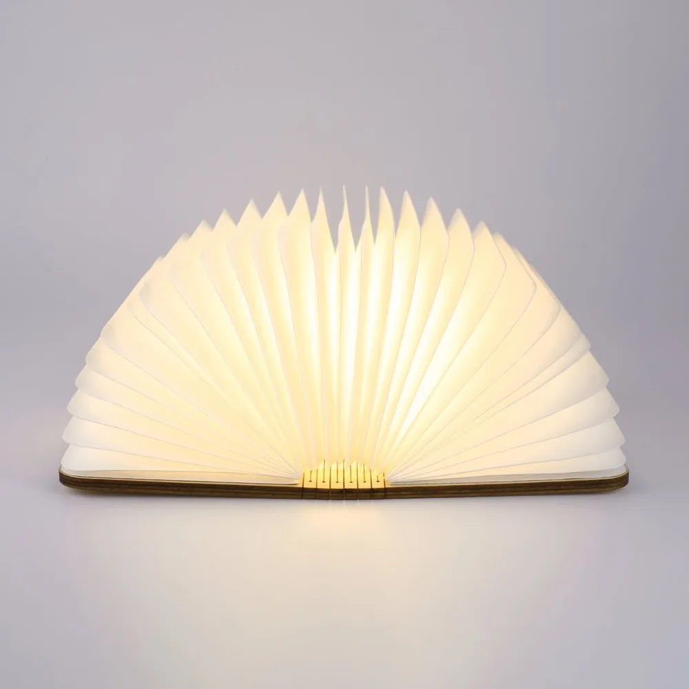 USB Перезаряжаемый светодиодный складной деревянный, в форме книги настольная лампа ночник книжный свет для домашнего декора теплый белый