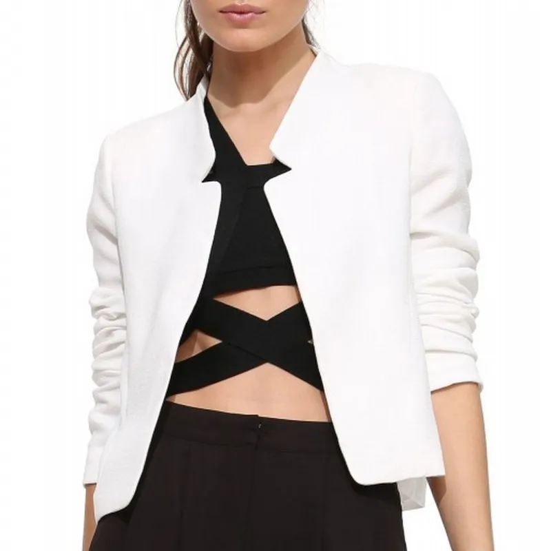 EXOTAO Long Sleeve Stand Neck Female Jacket Slim Plus Size Women Basic Coats 2017 Spring Chaquetas Open Stitch Black Jaqueta
