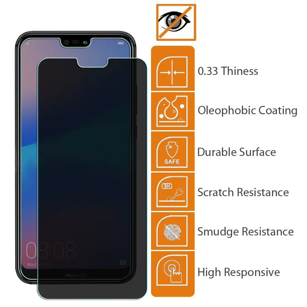 Антишпионская защита экрана 9H для HuaWei Y3 Y5 Y6 II Y3II Y5II Y6II Y7 Prime Y9 2018 2019 антишпионское