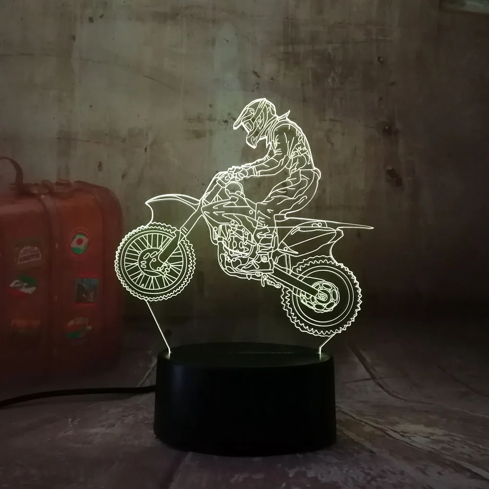 Amroe 3D Экстремальный светодиодный фонарь для мотоцикла, классный подарок для мальчика, ночной Светильник Светодиодный настольный светильник, RGB градиентная лампа для детей, подарок на день рождения, год