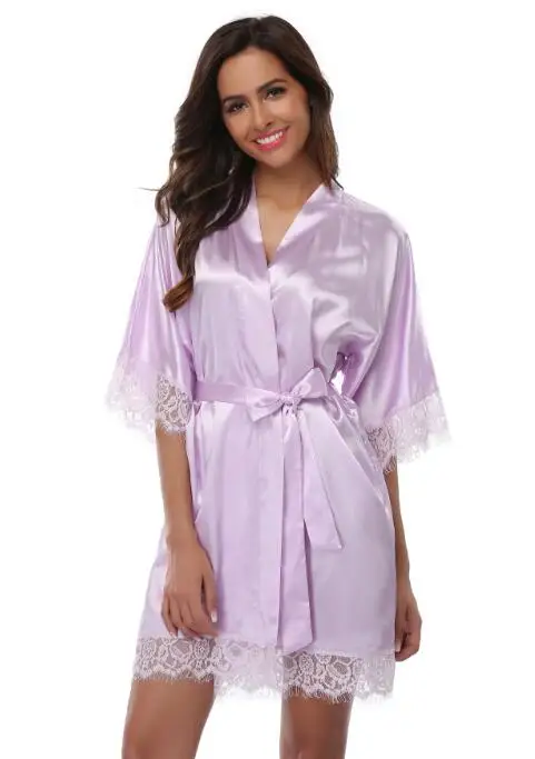Кружевное лоскутное платье размера плюс для невесты, подружек невесты, сексуальное женское белье, шелковое кимоно для свадебной вечеринки, ночная рубашка, ночная рубашка, Халат - Цвет: 13