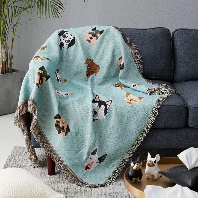 

Nordic Cute Throw Blanket Multifunction Dog Decorative Slipcover Cobertor on Sofa Bed Travel Non-slip Stitching Large Blankets