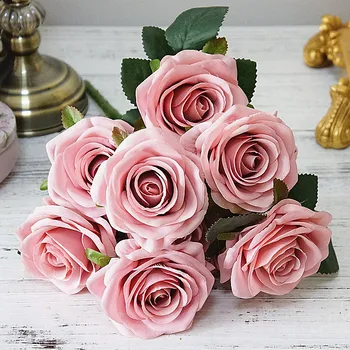 

Artificial silk 1 Bunch French Rose Floral Bouquet Fake Flower Arrange Table Daisy Wedding Flowers Decor Party accessory Flores