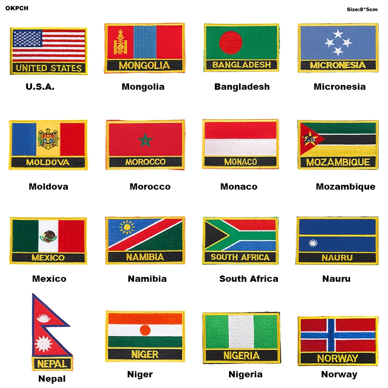

Nauru Rectangular Shape Flag patches embroidered flag patches national flag patches for clothing DIY Decoration PT0139-R