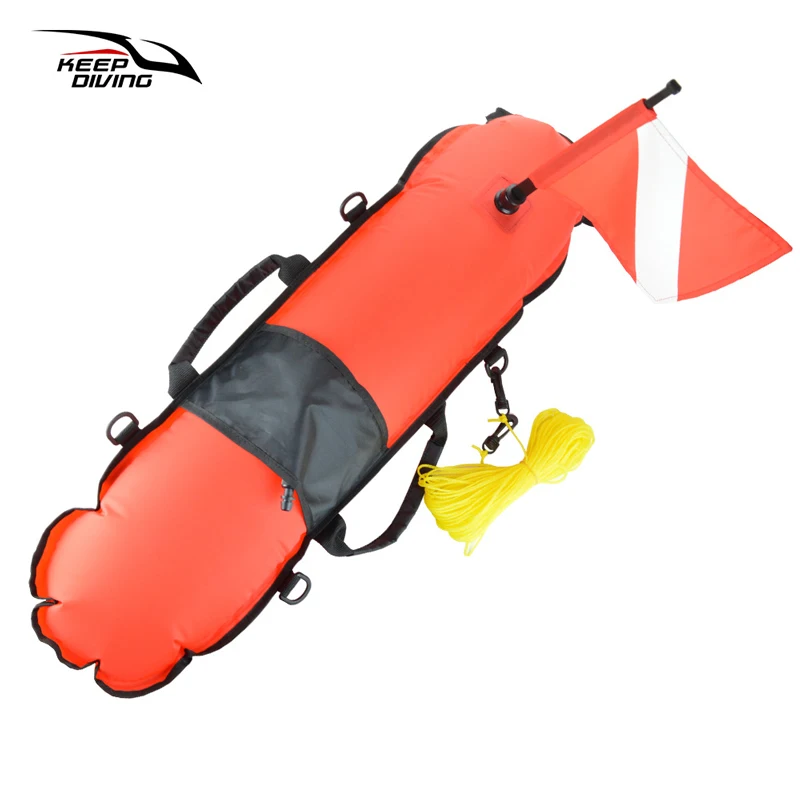 

Snorkel Scuba Dive Diving Surface Marker Inflatable Dive Flag Sign Signal Buoy Red White Safe Float Diver Below