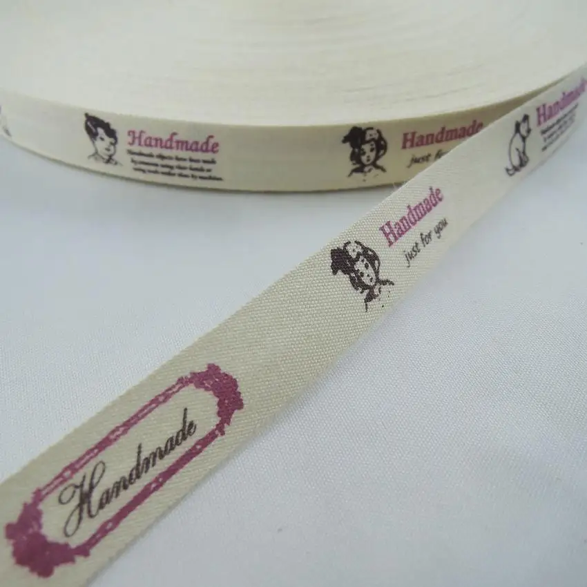 Cotton Fabric Clothing Label Ribbon Sewing Tapes 15mm 100Yds DIY