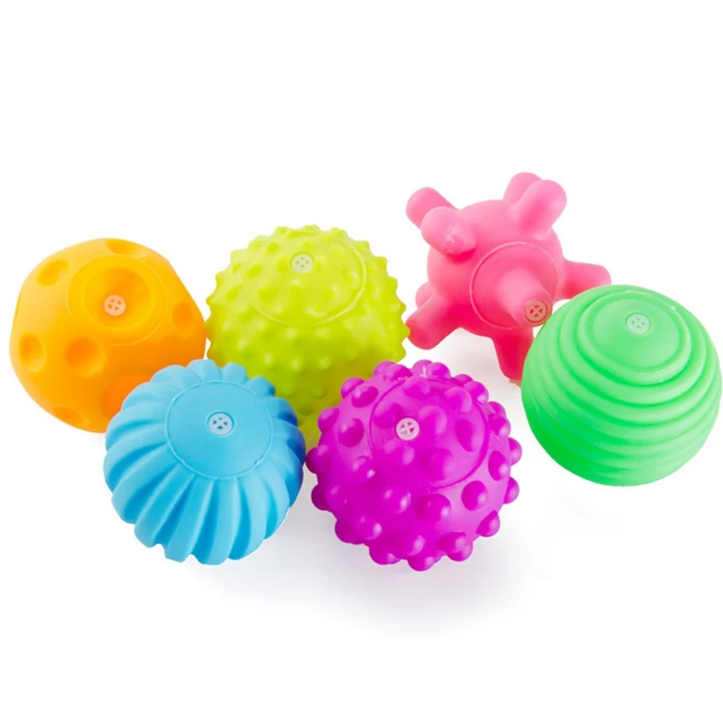 6 шт./лот, текстурированные разноцветные шарики, Детские сенсорные развивающие игрушки, детские мягкие гандбол, Детские Обучающие массажные шарики, игрушки