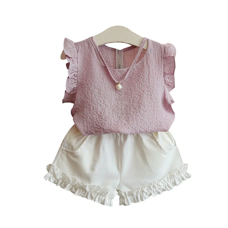 

Kids Girls Clothing Sets Summer New Style Baby Girls Clothes Sleeveless T-Shirt+Pant Dress 2Pcs Children Clothes Suits