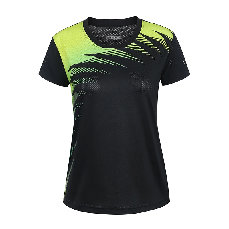 Рубашка для бадминтона Для женщин/Для мужчин/детей, спортивная рубашка для бадминтона, рубашка для настольного тенниса, теннисная одежда рубашка, пинг-понга Джерси Шорты черный K98