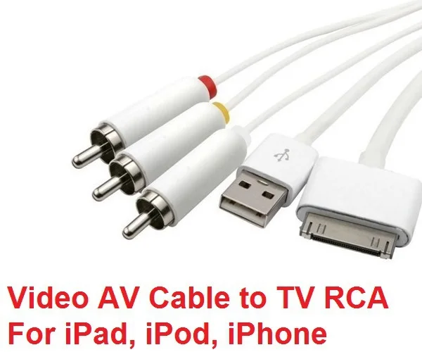 Composite Video AV Cable to TV RCA USB Charger Cable for iPad 1/2/3