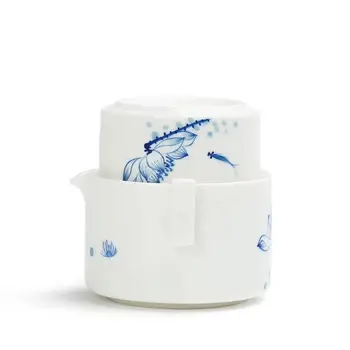 

Female Travel Tea Set Elegant Lotus Floral Chinese Tea Set White Ceramic Chinese Style Durable Gaiwan Teaware For Festival Gift