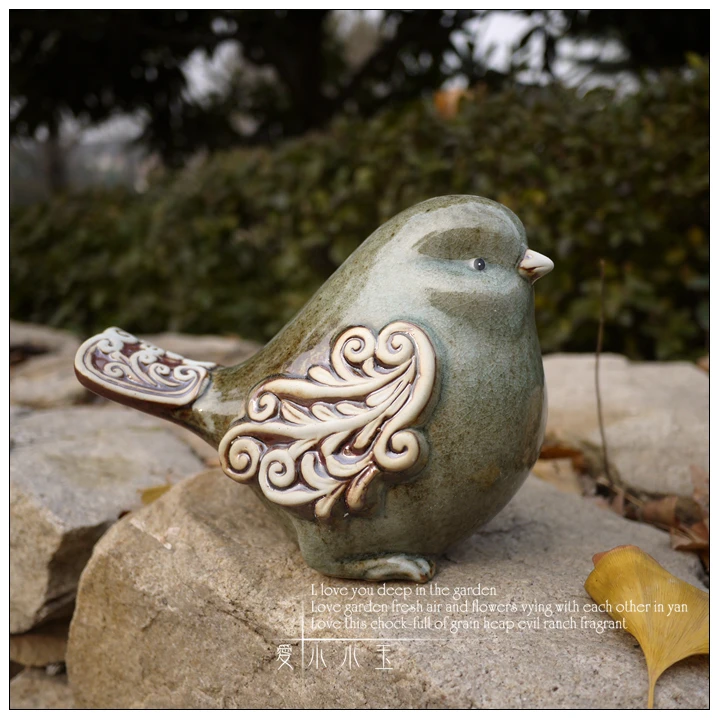 3pcs/lot Home Decor Collectible Cloud Bird Glazed Ceramic Figurine For Living Room Home Decoration Free Shipping