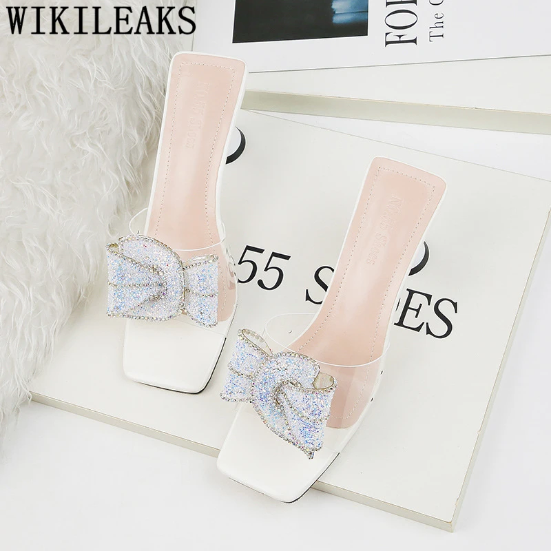 

transparent slippers wedding sandals heel slippers glitter sandals women summer slippers rhinestone sandals woman shoes luxury