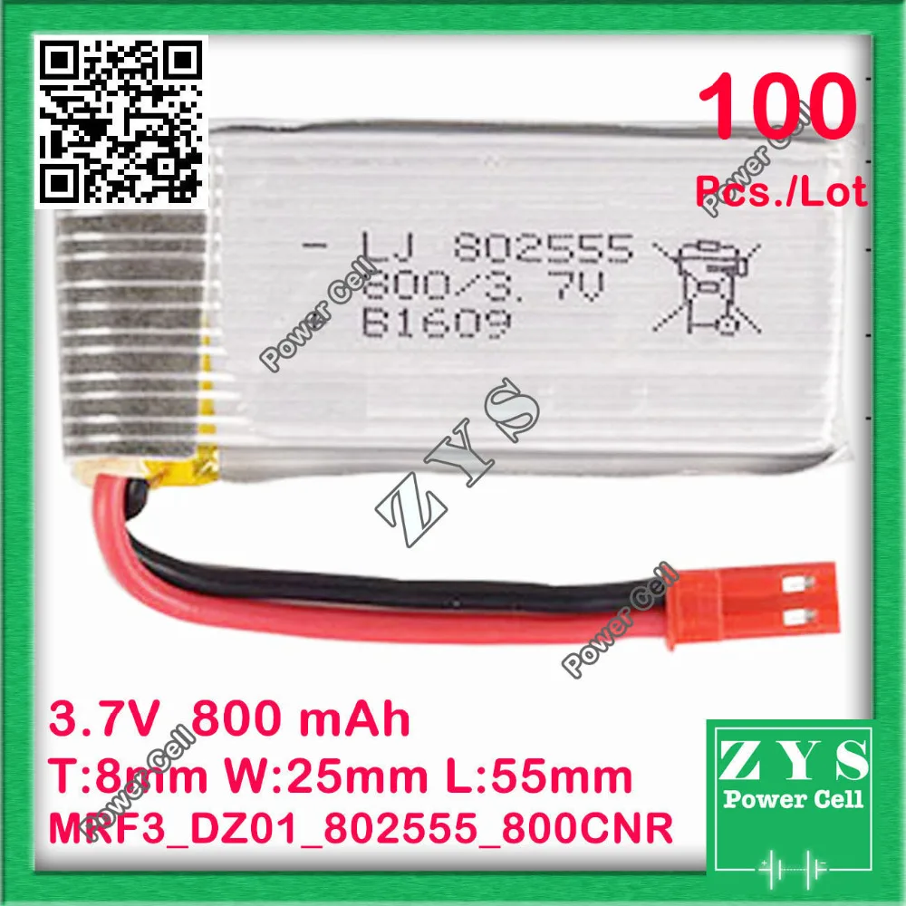 US $968.80 100pcsLot Safety Packing 2 pin 37V lithium Polymer battery 802555 800mah for UAV UAS Drone Zone mini drone fpv Size8x25x55mm