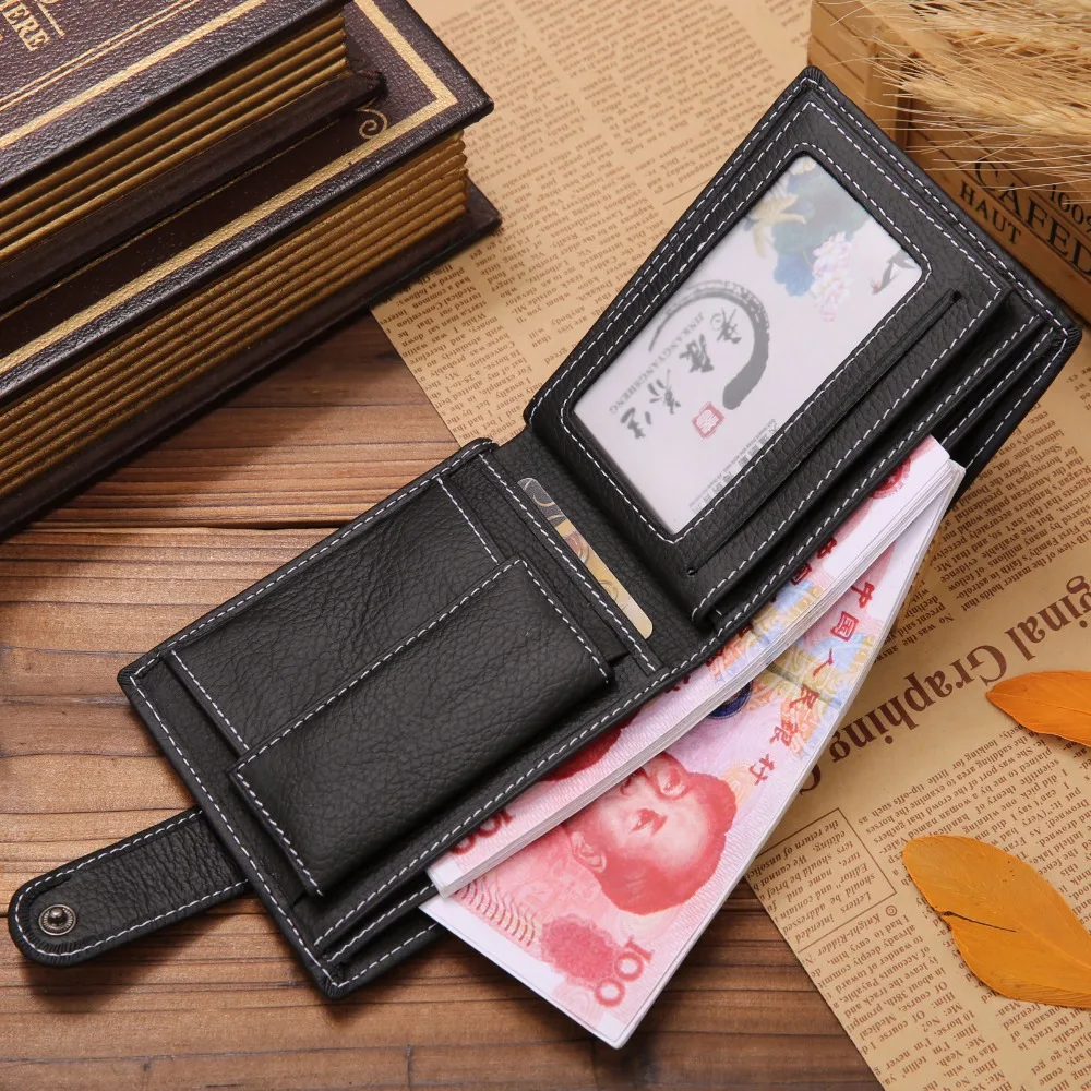 Fashion Leather Men Wallets Solid Sample Style Zipper Purse Man Card Horder Leather Famous Brand Hi