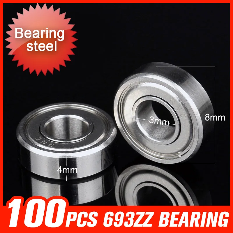 

100pcs 693ZZ Bearing 8x3x4mm Seal Cover Ring Bearings For Car Bicycle Motorcycle Reducer Shaft Hardware Tool Accessories