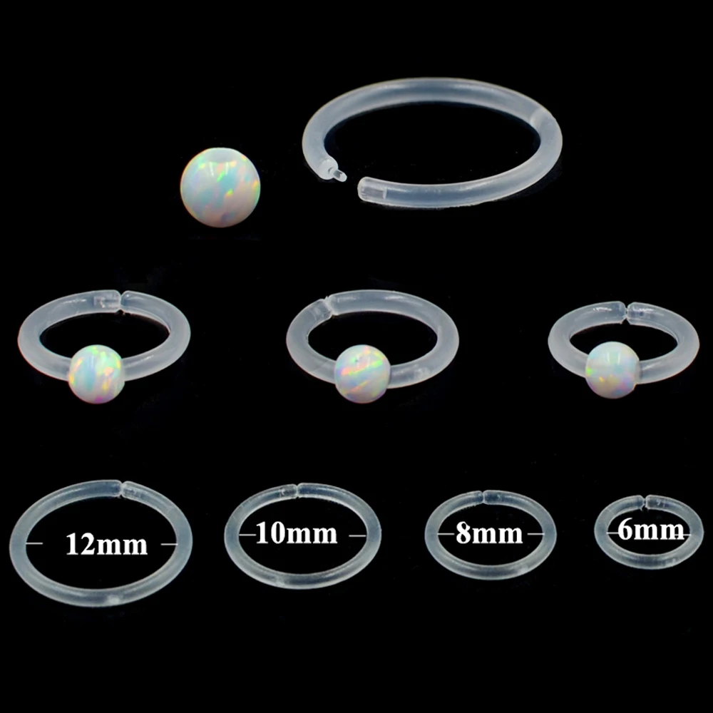 

1PCS Opal 17 Bioplast Flexible Septum Clicker Ring Nose Ring Ear Tragus Cartilage Earring Ear Rook Daith Body Piercing Jewelry