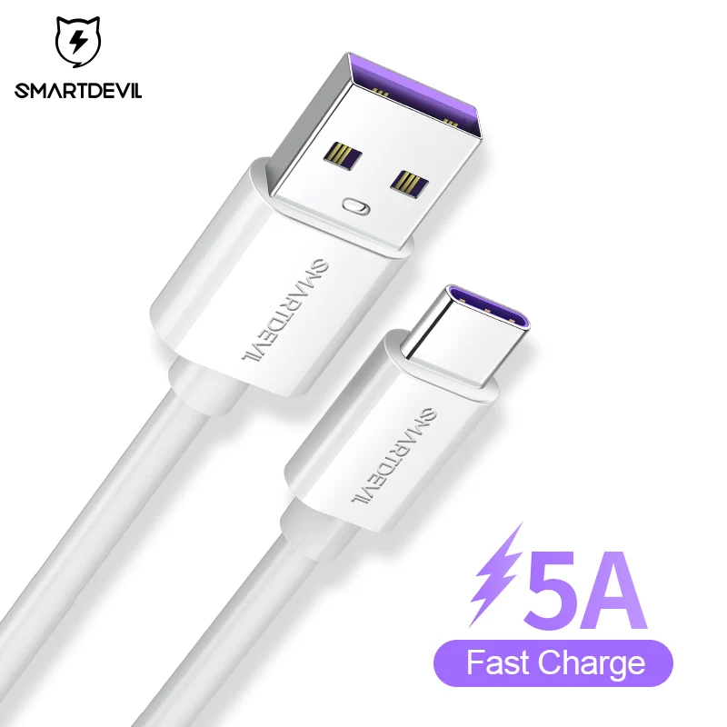 

SmartDevil 5A USB Type C Fast Charging usb c Cable Type-c data Cord Phone Charger For Samsung S10 S9 S8 Note 9 8 Huawei P20