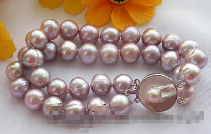 

z3190 2row 8" 12mm round lavender freshwater pearl bracelet @^Noble style Natural Fine jewe SHIPPING new >>free shipping -Bride