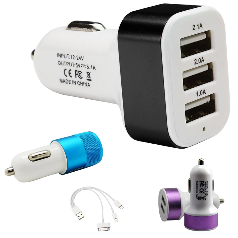 Top quality 3 Port USB car charger Dual usb charger Phone battery