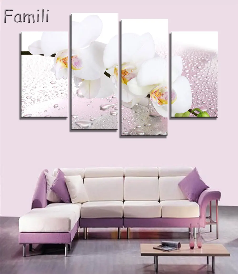 4 шт. настенные картины на холсте с орхидеями без рамки|pictures on the wall|pictures wallmodular