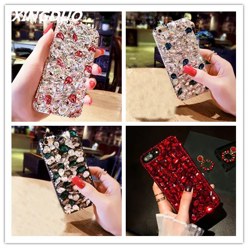 

XINGDUO For Samsung S10 S6 S7 edge S8/S9 plus Note9 5 8 Pro Luxury Glitter Back Cover Crystal Bling Diamond rhinestone soft case