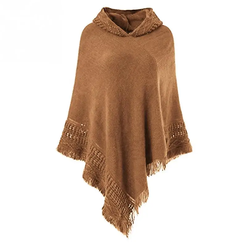 

Autumn tassel scarf pashmina Cardigans Tops Women Casual Loose Long Irregular Hem Tassel Cardigan Cape Poncho Black