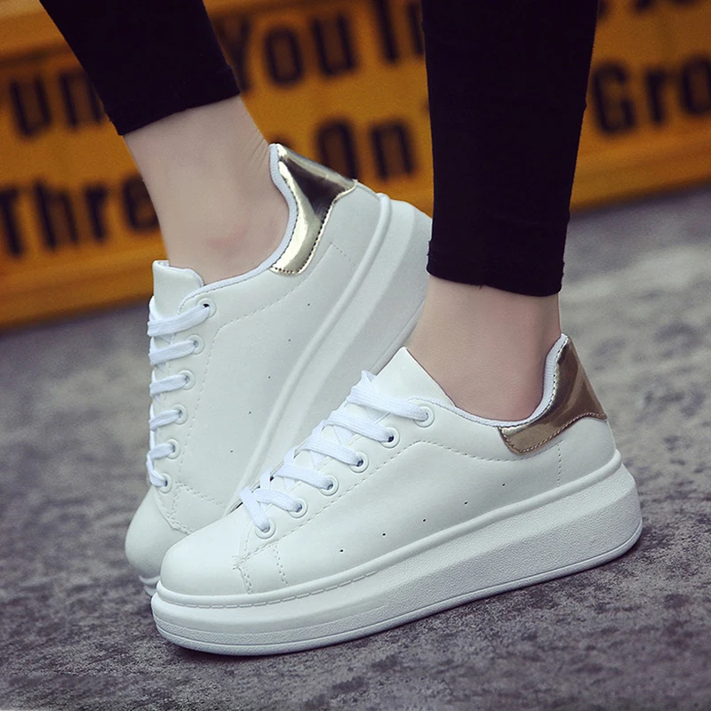 Cena 2020 kobiet trampki białe buty na co dzień kobieta moda białe buty Sneaker kobiety białe buty platformy buty Zapatillas Mujer