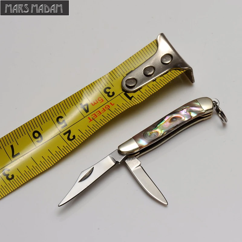 

mini Two Blades Pocket Knife Camping Tactical Folding Knife Exquisite gift Knife Abalone Shell Handle