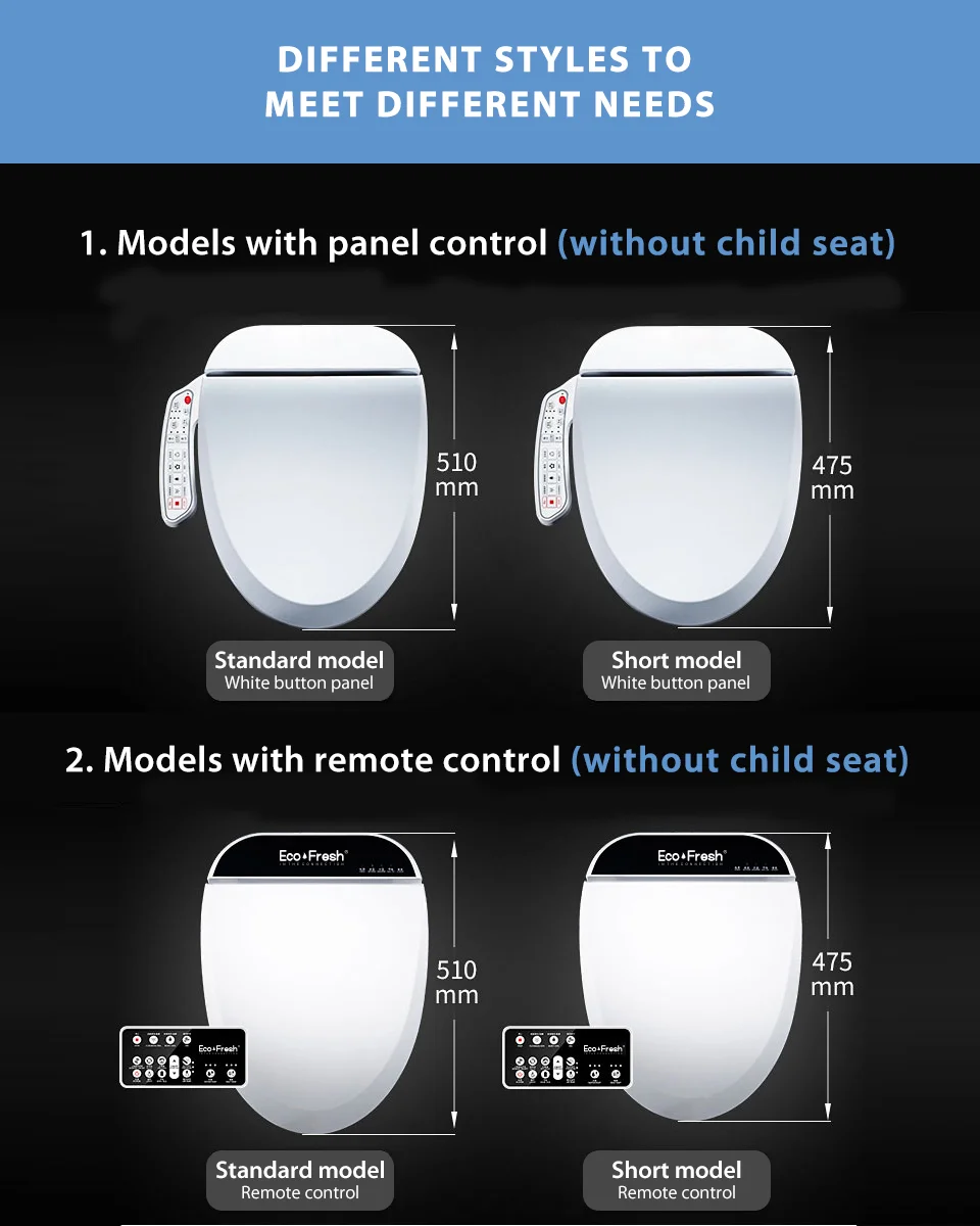 Ecofresh Смарт сиденье для туалета удлинение Электрический биде крышка тепло сидит свет интегрированный детский стул