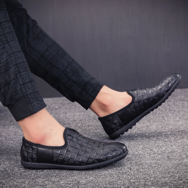 Peso Anti Homens Confortáveis Leve Motorista Pretos Sapatos Novos De Flats Masculinos Preguiçosos Deslizamento Caminhada Casuais Black Jovens 6SBPSn4