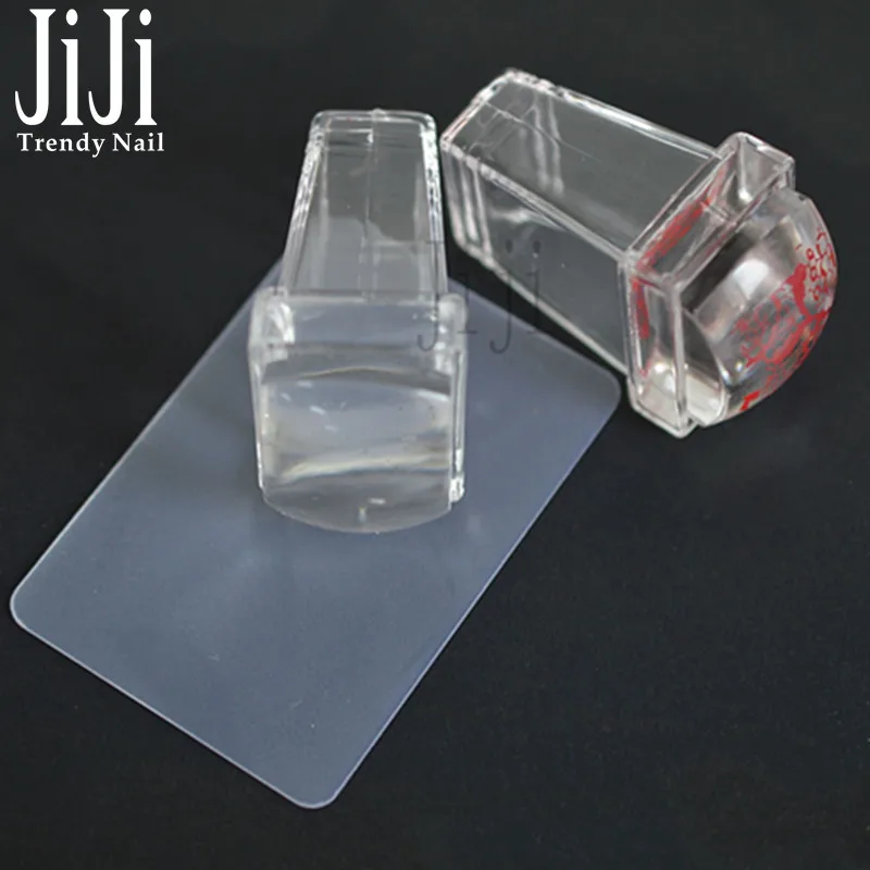 

1 Set High Quality Transparent Jelly Silicone Nail Art Stamper Scraper Templates Print Transfer Manicure Stamping Tool JIND235