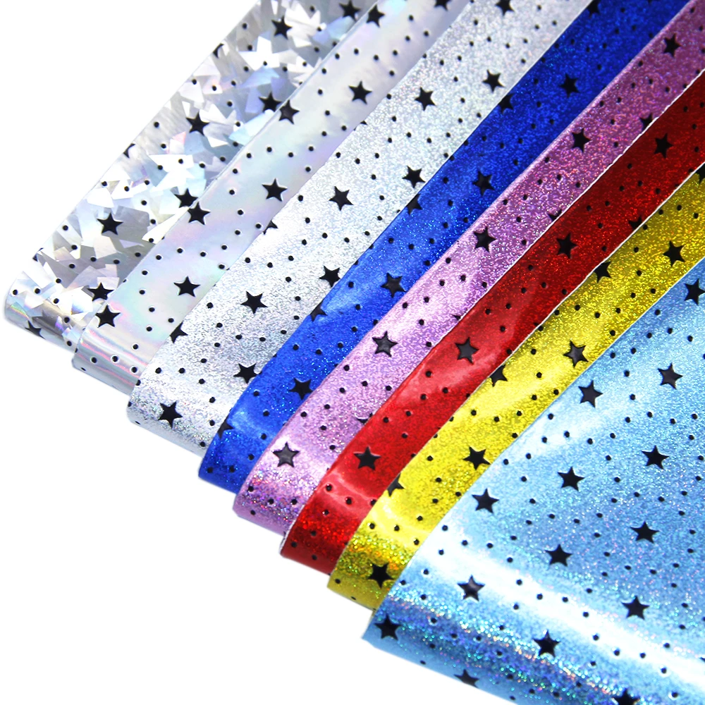 20*34 см полоса Морская звезда лазер искусственный обивочный кожаный материал для DIY сумка Обложка книги, 1Yc7071