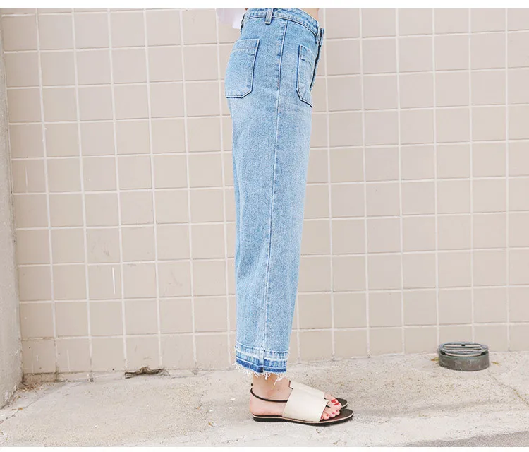 Новые тонкие прямые брюки винтажные джинсы с высокой талией Новые женские брюки длиной до щиколотки свободные ковбойские брюки