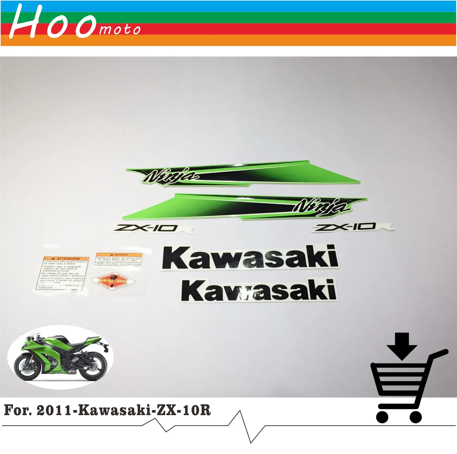 

ZX 10R 2011 Full Decals Stickers Graphics Kit Set Motorcycle Whole Vehicle 3M Decals Stickers for Kawasaki ZX 10 R Green Fairing